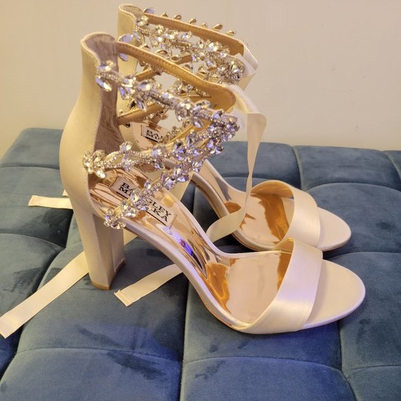 Badgley Mischka Shoes - Used once - Everafter Embellished Block Heel Ivory